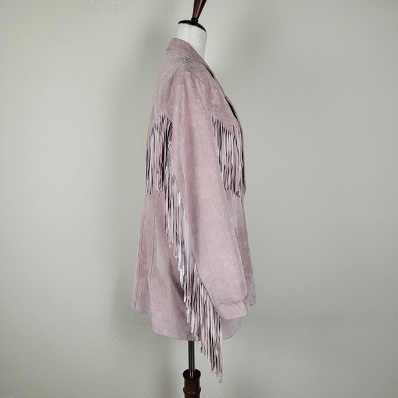 [SOLD]Western Jacket W 12 Pink Suede Leather Fringe Cowgirl 80s Rodeo Cowboy - Picture 2 of 10